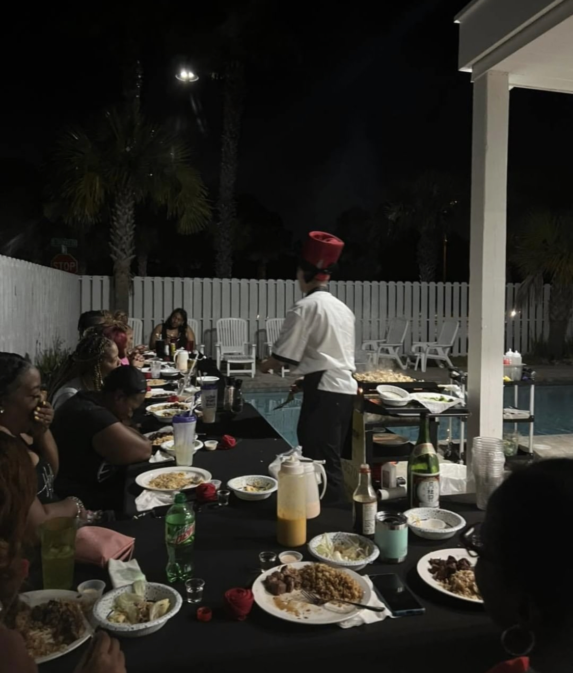 Private hibachi chef Atlanta - Poolside hibachi party for birthday celebration
